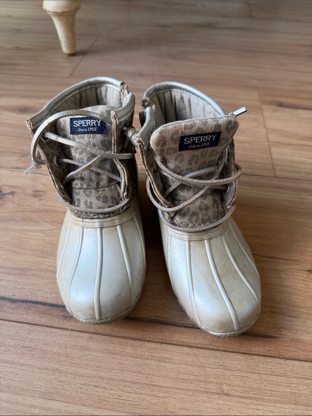 Sperry Kids Tan & Beige Duck Rain Boots